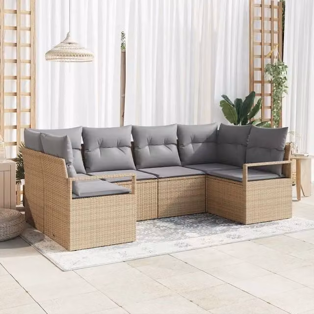 Set di divani 6 pz Beige polyrattan 3346520