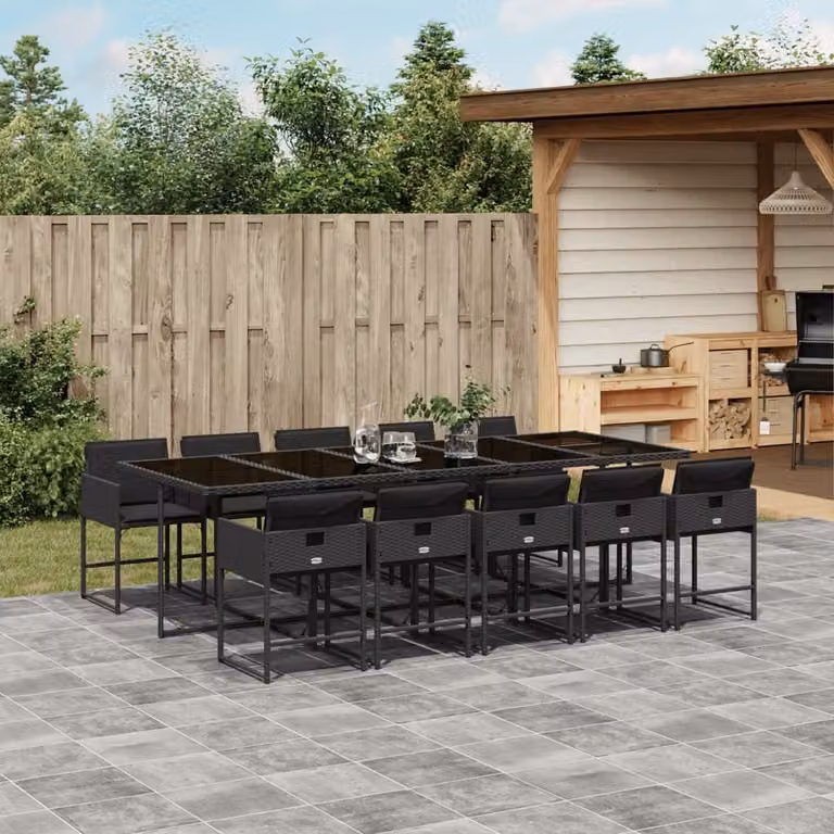 Maison Exclusive - Set da Pranzo da Giardino 11 pz con Cuscini in Polyrattan Nero