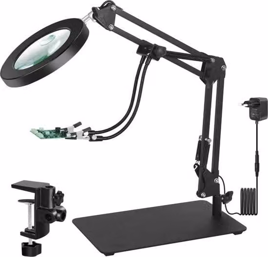 Lampada da tavolo professionale con illuminazione LED e cristallo in metallo e vetro nero