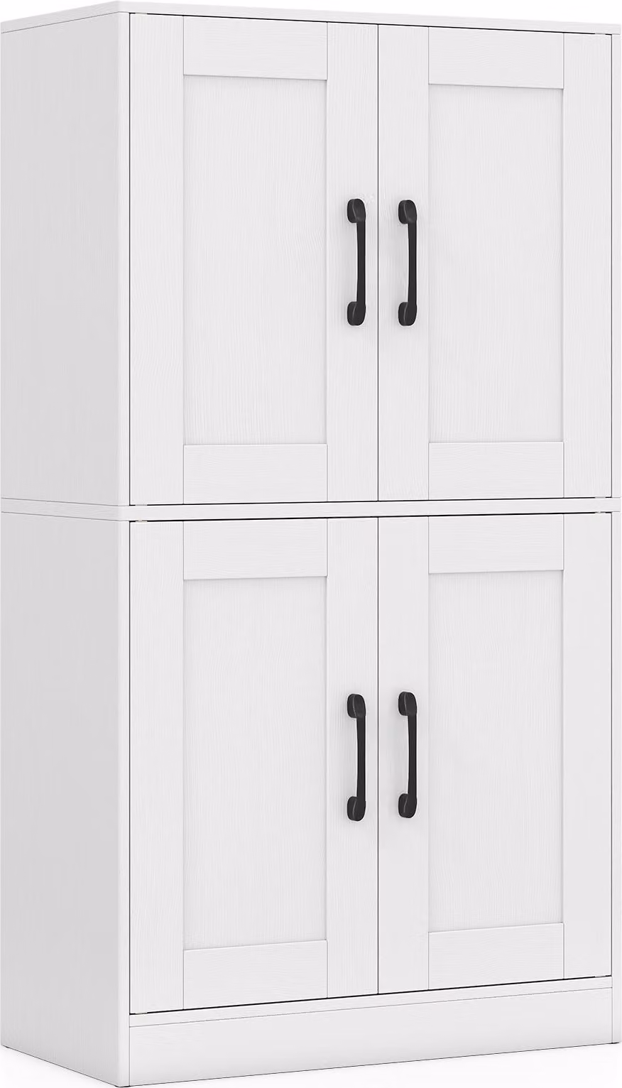 Armadio da cucina COSTWAY, dispensa da cucina, mobile contenitore con 4 ante e ripiani, mobile buffet in legno, mobile multiuso, 60 x 30 x 110 cm, bianco