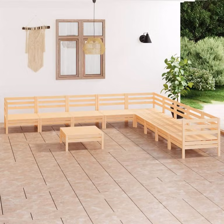 The Living Store Set da salotto da giardino in pino massiccio da 10 pezzi