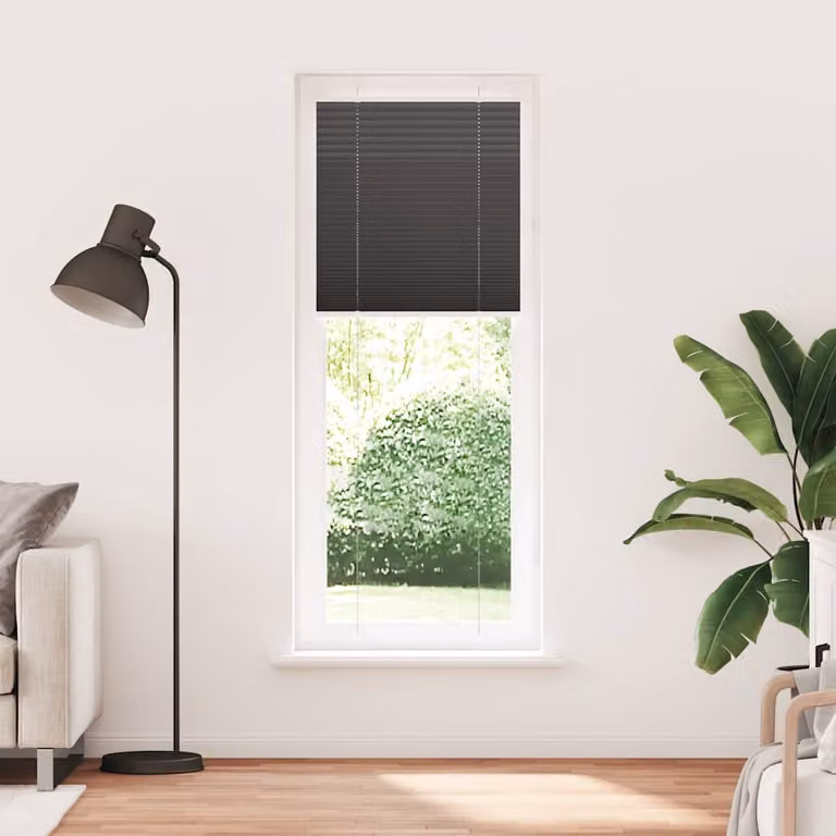 vidaXL Tenda Plissettata Nera 75x200 cm Larghezza Tessuto 74,4 cm