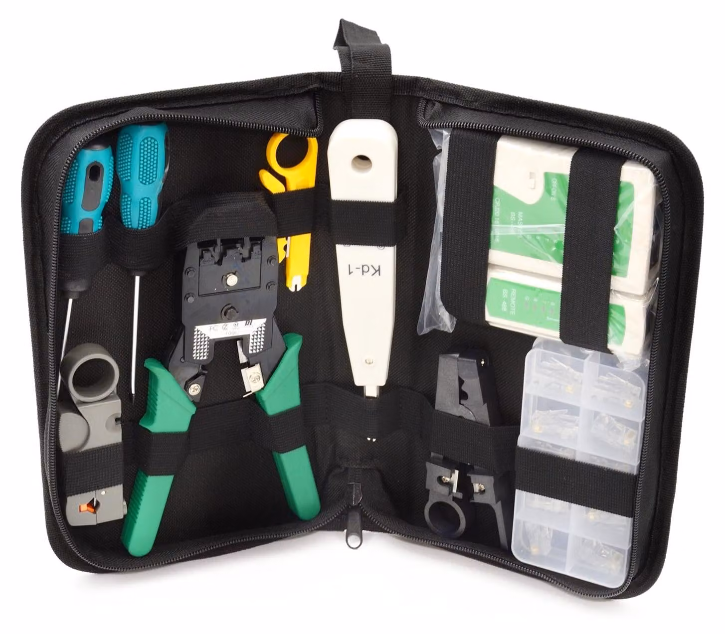 Set-kit strumenti di rete professionali RJ45/RJ11, pinza crimpatrice RJ45, manutenzione del computer, LAN tester, utensili riparazione cavi