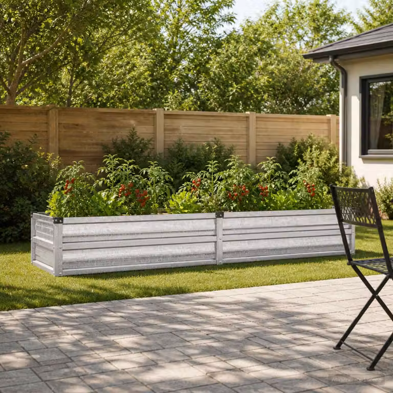 Letto rialzato da giardino vidaXL in acciaio zincato Argento L: 160 cm, P: 40 cm, H: 24 cm