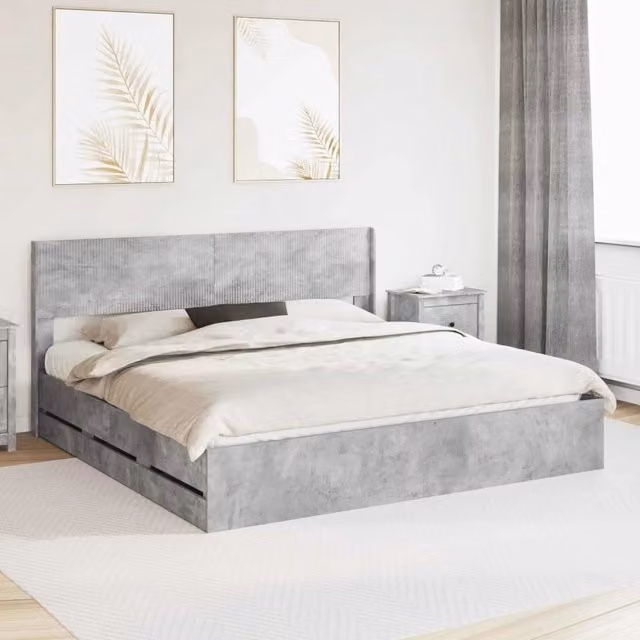Struttura del letto con stoccaggio e testata Grigio Cemento 3414284