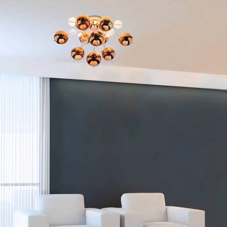 Näve Plafoniera soffitto Explosion, dimmerabile, Rame, Soggiorno / Sala da pranzo, Vetro, Plafoniera