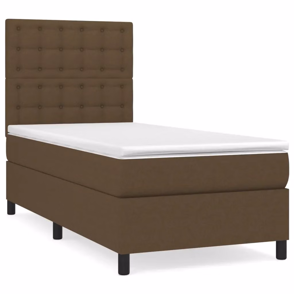 Letto Ibrido vidaXL con Giroletto a Molle e Materasso in Tessuto Marrone e Bianco L/P/H: 200 x 80 x 30 cm – 2
