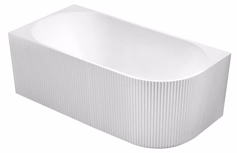 TIBERA STRIP L vasca ad angolo, 150x75cm, pannello a onda, bianco