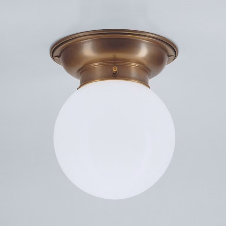 Berliner Messinglampen Plafoniera soffitto JIM, dimmerabile, Bronzo / Ottone antico, Corridoio, Ottone, Plafoniera