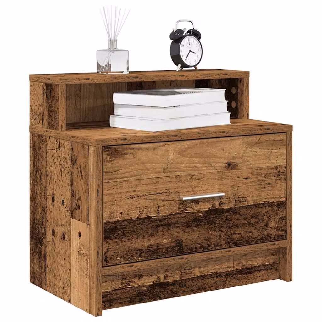 Set di 2 comodini vidaXL con cassetto in legno antico marrone L: 51 cm, P: 31 cm, H: 47 cm