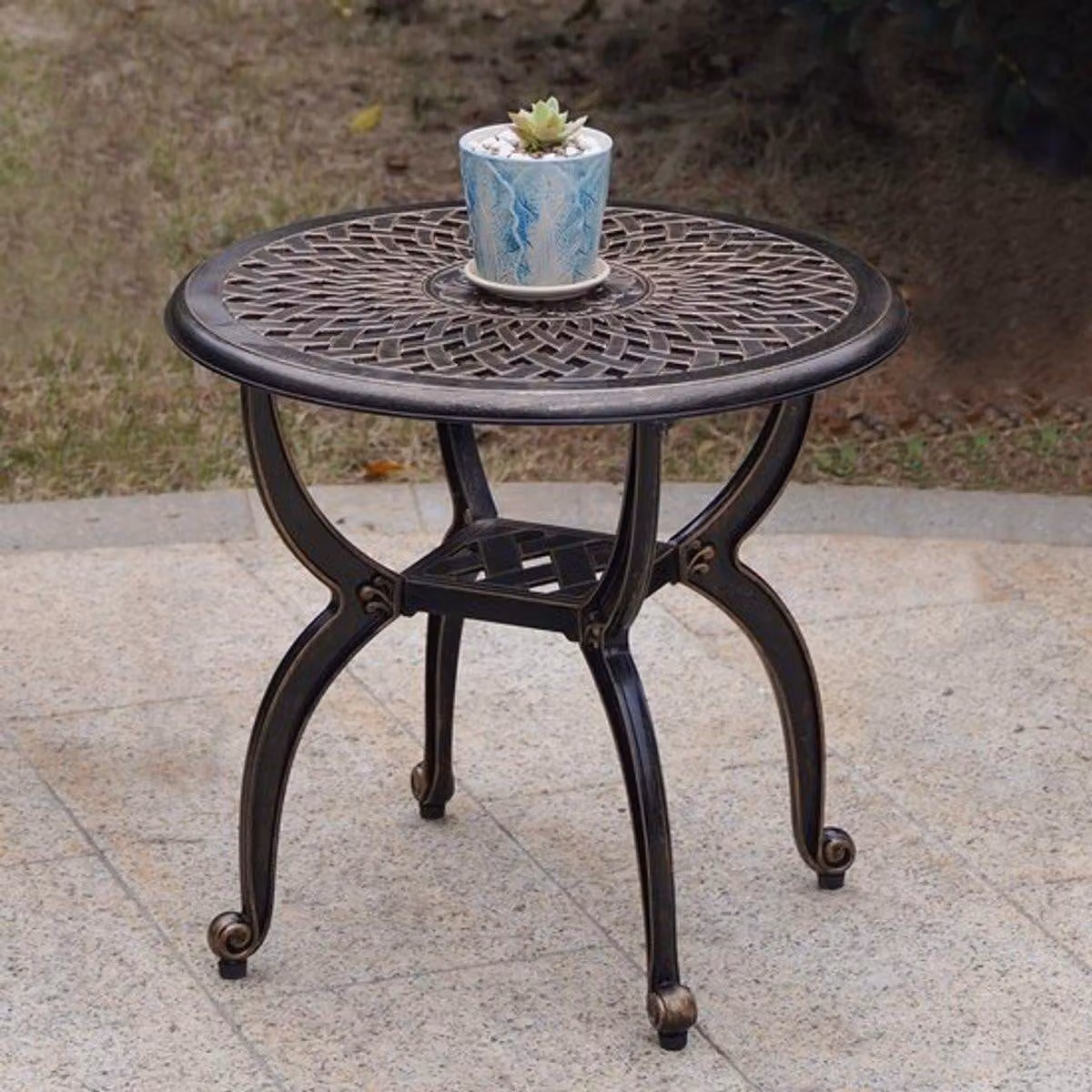 Tavolino da esterno - Tavolo per patio/bistrot - Tavolo in alluminio - Compatto, altezza 47 cm - Facile da pulire - Arredamento da giardino