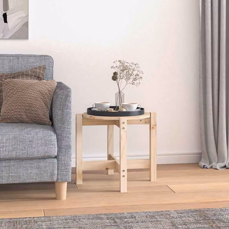 vidaXL Tavolino da Salotto Rotondo in Legno di Pino Naturale Marrone L: 52,5 cm, P: 45 cm