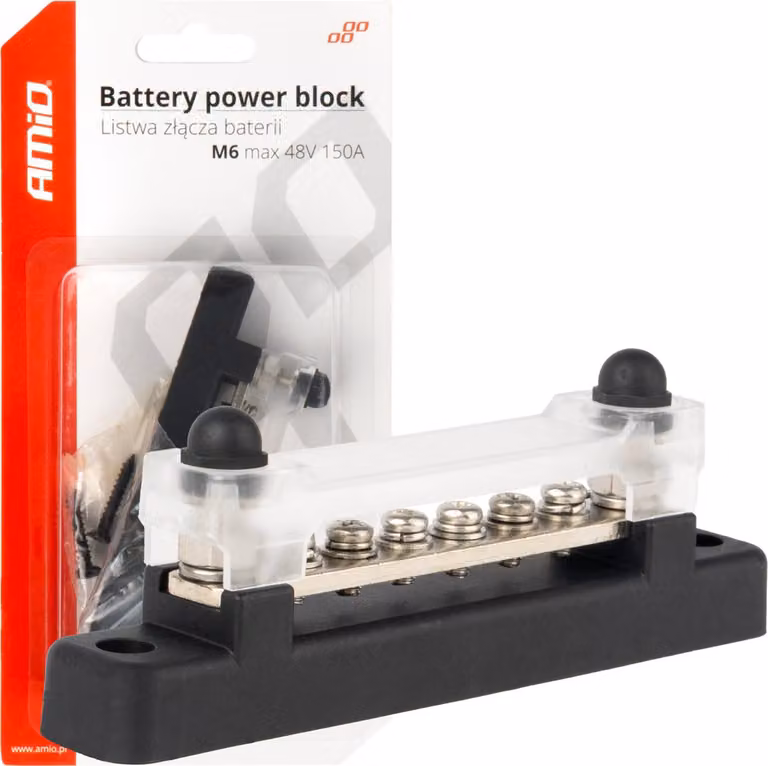 Barra di distribuzione di terra M6 12V-48V 150A ramata AMIO