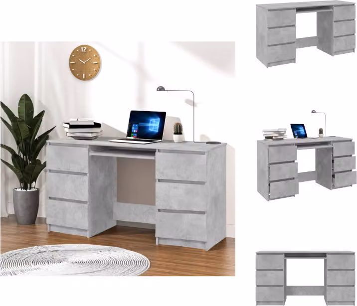 vidaXL Scrivania grigio cemento 140x50x77 cm in legno - Scrivanie