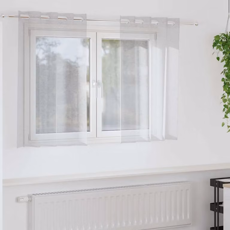 Set di 2 tendine velate vidaXL in poliestere grigio, L 140 x H 140 cm