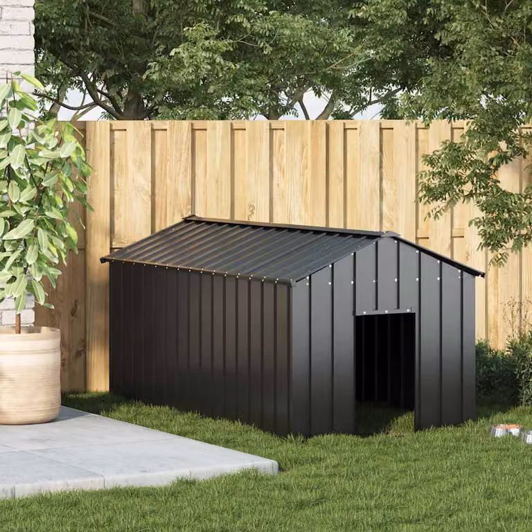 vidaXL Casetta per Cani con Tetto 114x202x101 cm Acciaio Zincato