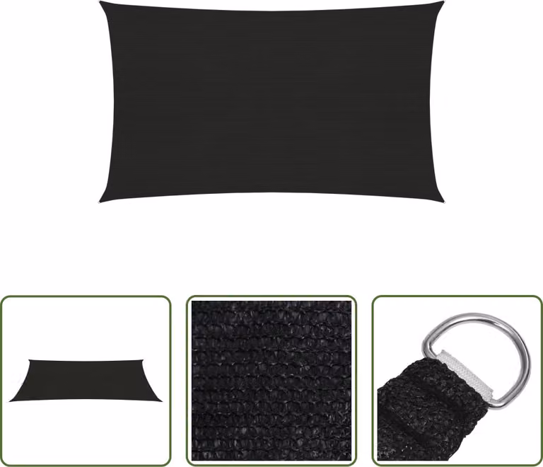 Tenda da sole Living Store, 160 g/m², colore nero, dimensioni 4x7 metri, realizzata in HDPE