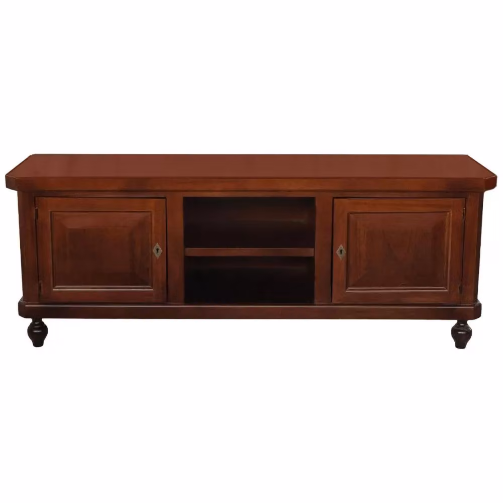 Porta TV in legno stile arte povera con 2 ante color noce scuro Mobili 2G L: 150 cm, P: 43 cm, H: 56 cm – 1