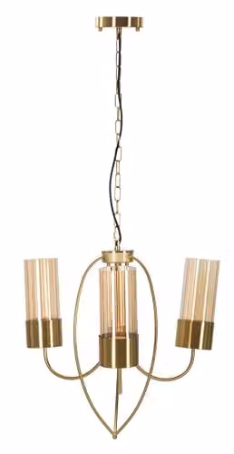 Mauro Ferretti Lampadario Versailles 3 luci, ferro e vetro, nero, 60x103 cm