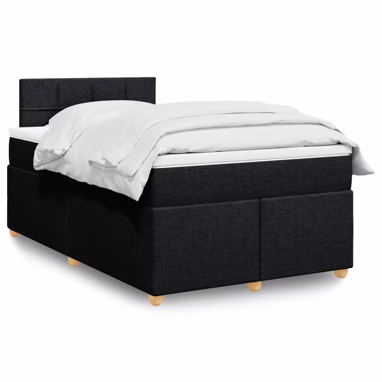 vidaXL Giroletto a Molle con Materasso Nero in Tessuto L: 120 cm, P: 200 cm