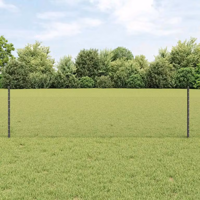 Recinzione esagonale con palo vidaXL in acciaio e PVC grigio, L: 100 cm, H: 0,5 m