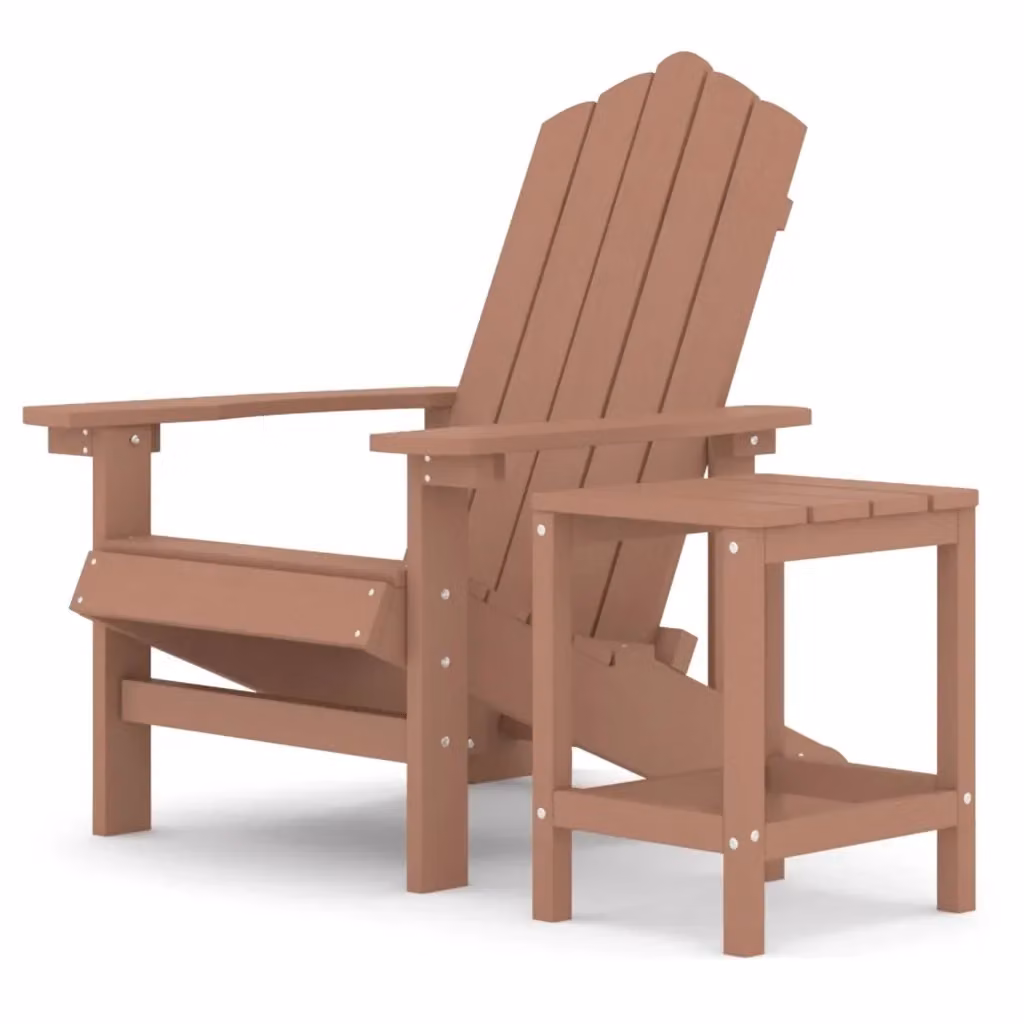 Set da giardino vidaXL composto da sedia Adirondack e tavolo in HDPE marrone – 2