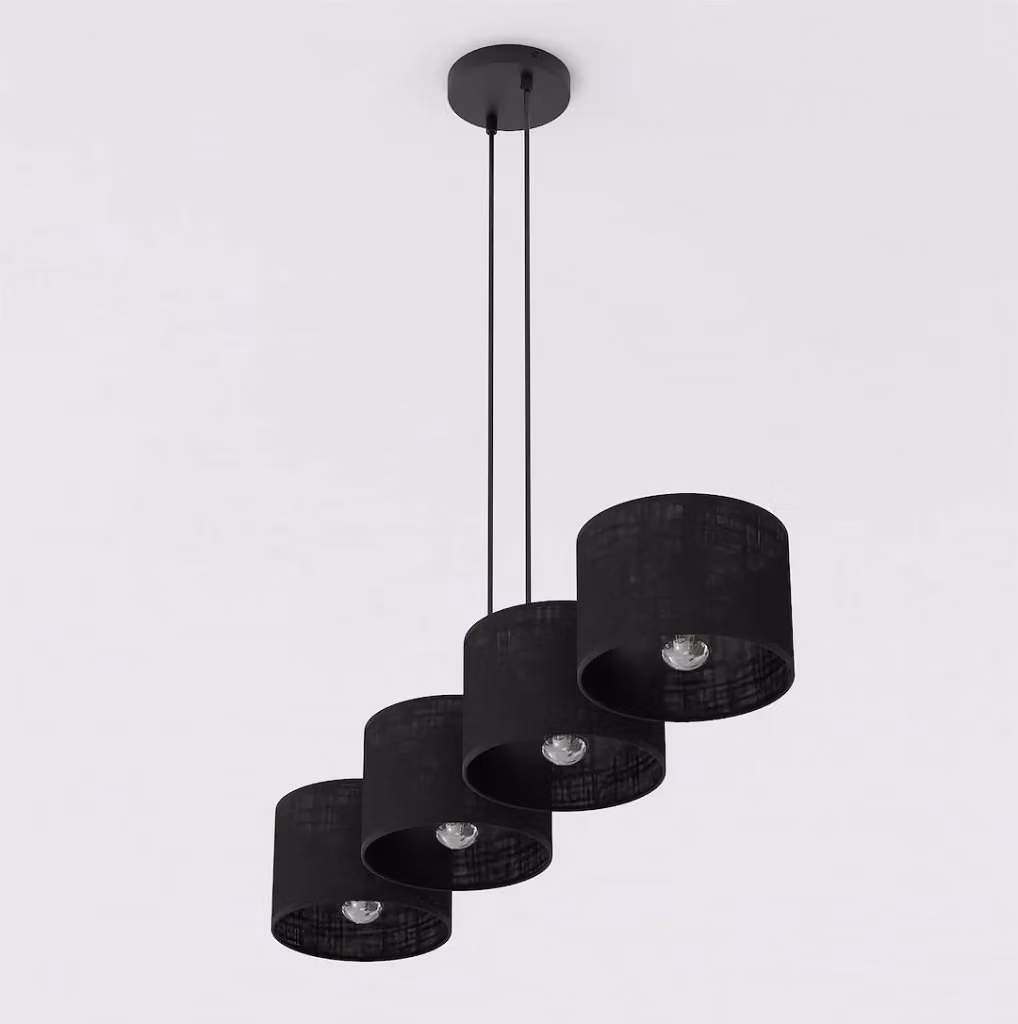 Lampada a sospensione moderna ECO Emibig cilindrica in metallo nero con 4 portalampada E27 – 2