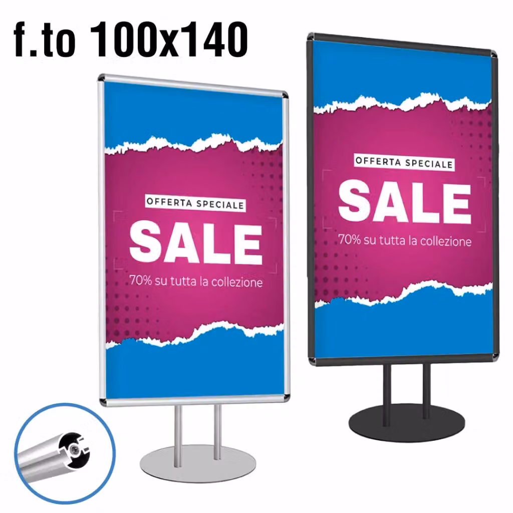 Porta Comunicazioni Bifacciale con Cornice in Alluminio Silver Top Eventi Store L: 100 cm, H: 140 cm – 2