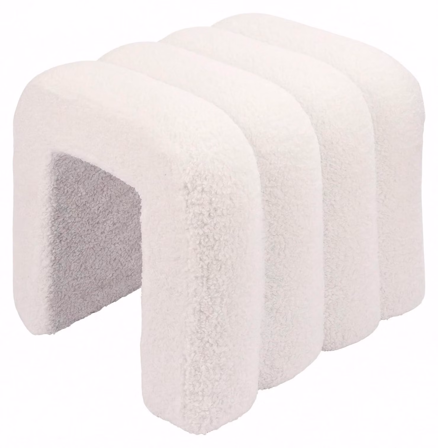 Poef Teddy-Bont, 40x40x40 cm, color crema, rivestito in tessuto