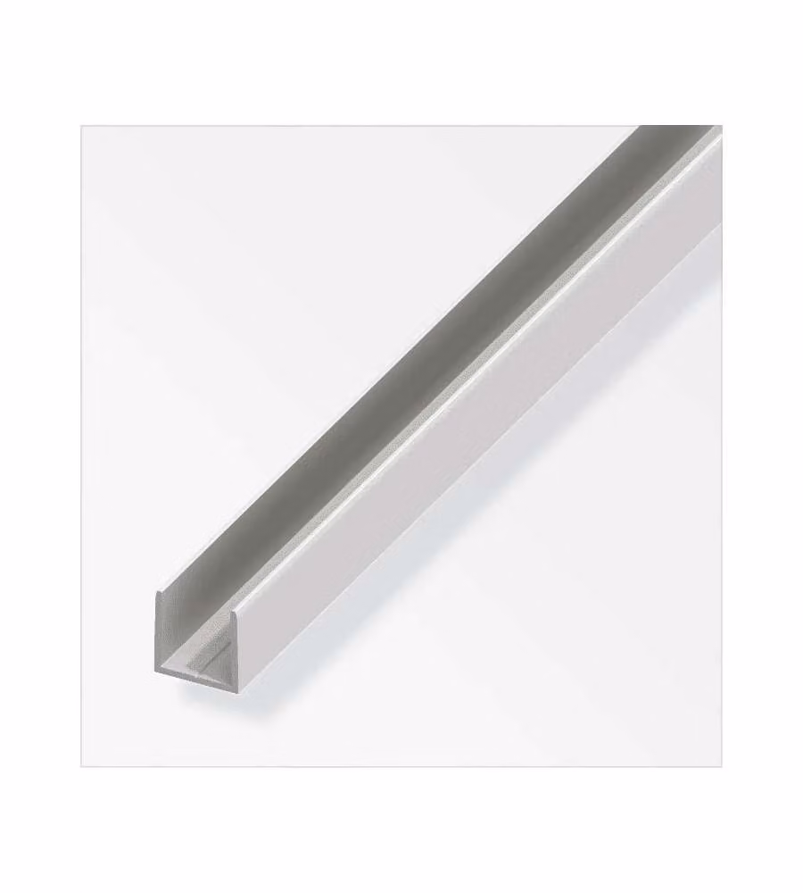 ALFER Profilo a U Clampline in Alluminio Anodizzato Argento 1 m
