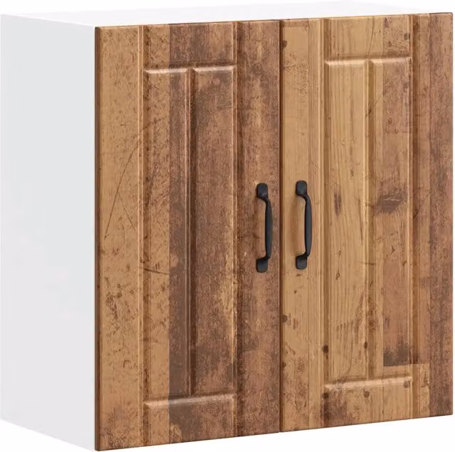Pensile da cucina funzionale e di design dall'aspetto anticato 60 x 31 x 60 cm realizzato in legno composito con finitura effetto legno invecchiato 02_0050170