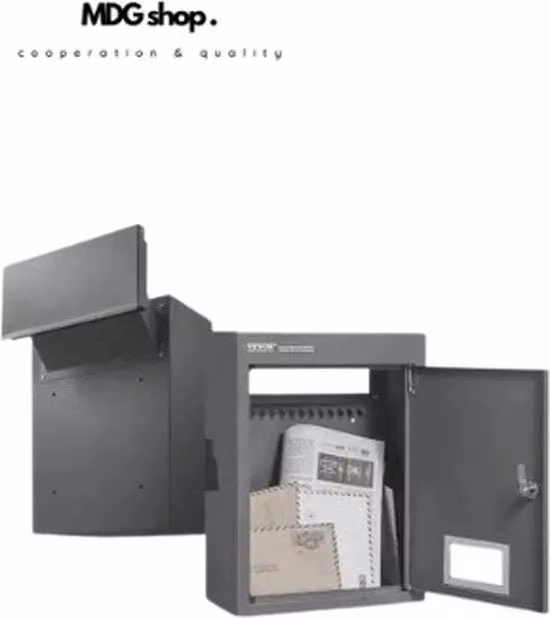 Cassa postale anti furto VEVOR con codice e montaggio a parete in acciaio, colore grigio, L: 43,0 cm, P: 32,0 cm, H: 15,8 cm