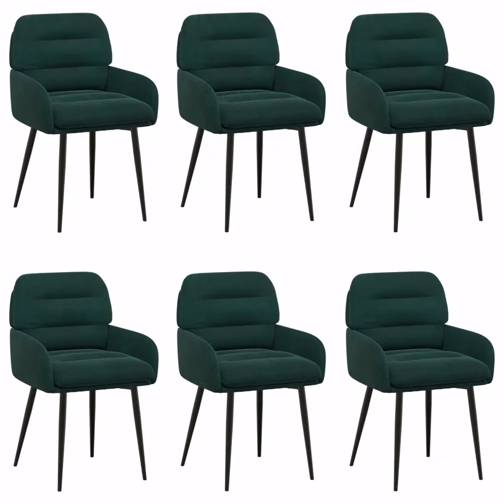 Set di 6 sedie da pranzo moderne vidaXL in velluto verde con struttura in metallo, L/P/H: 59 x 59,5 x 90 cm – 2