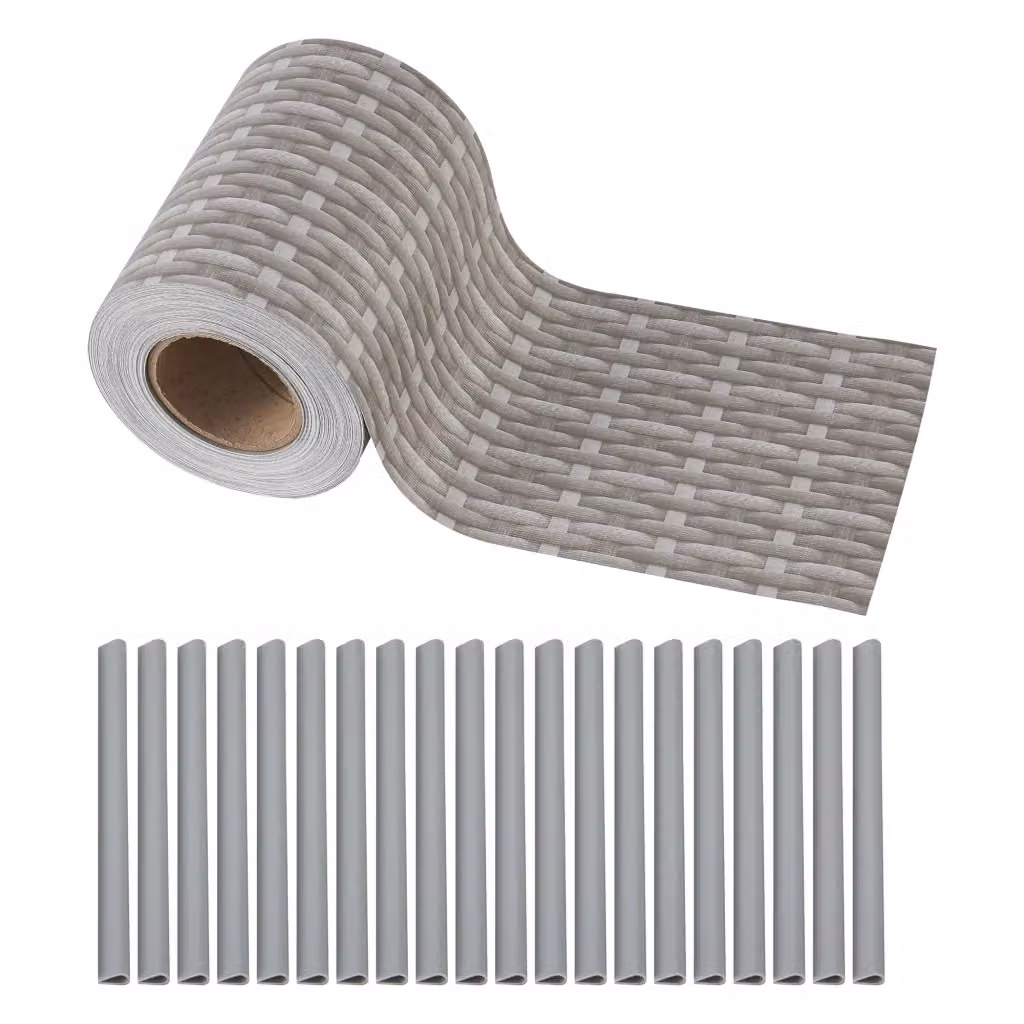 Set di 4 strisce frangivista Jesteburg en.casa in PVC con effetto rattan per copertura recinzione di rete, colore grigio, copertura 26,6 m² – 2