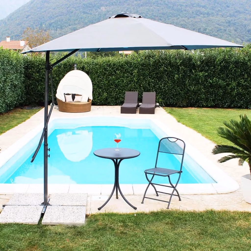 Ombrellone da giardino decentrato MUSON in acciaio e poliestere grigio 2x3 m – 2