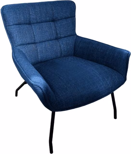 Poltrona moderna imbottita in tessuto blu con struttura in metallo Mobili 2G L: 81 cm, P: 70 cm, H: 85 cm
