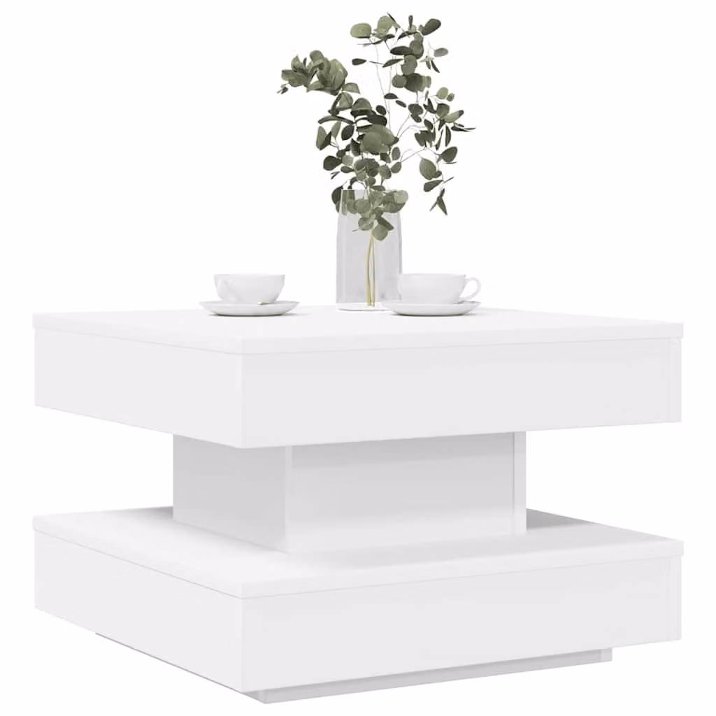 vidaXL Tavolino da Caffè Moderno Bianco con Piano Girevole L/P/H: 50 x 50 x 34,5 cm