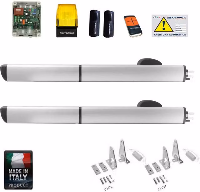 Kit Automazione Oleodinamico Idraulico Dieffematic PH1 270 per Cancello a 2 Ante, Compatibile con FAAC 400, Colore Argento