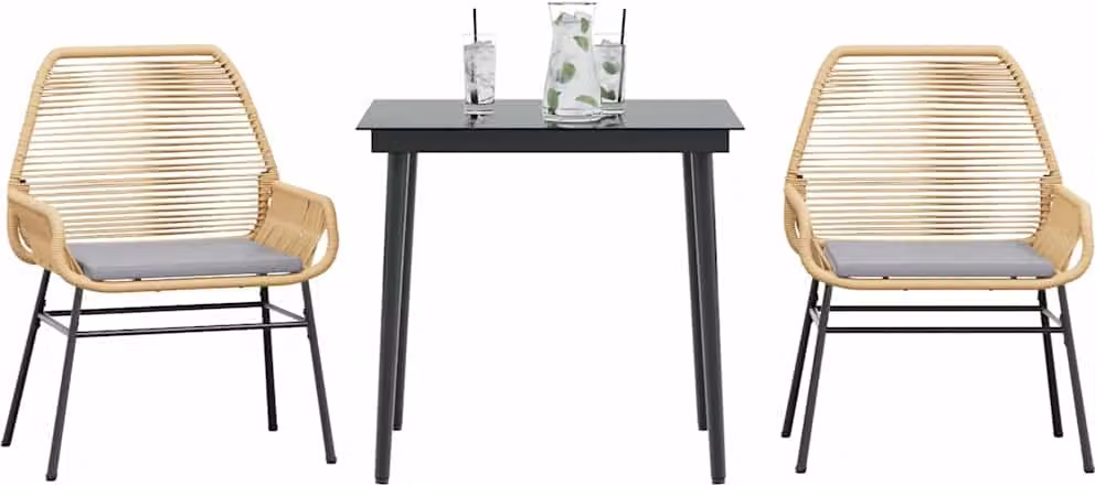 Maison Exclusive - Set da Pranzo da Giardino 3pz con Cuscini Polyrattan Vetro