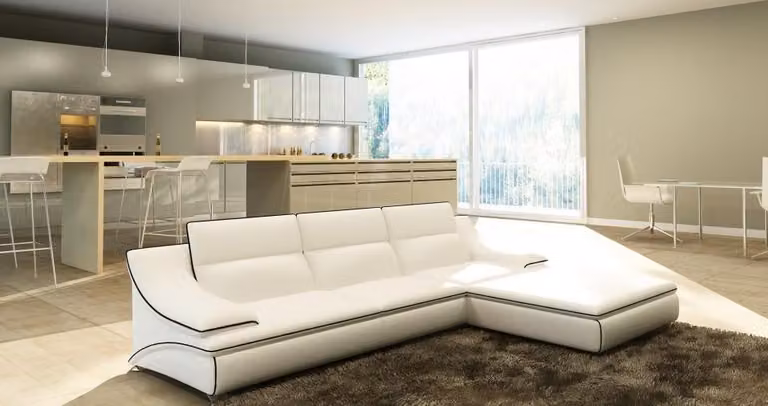 Ecksofa Polster Couch Sofa Wohnlandschaft Sitz Eck Garnitur Leder Neuf