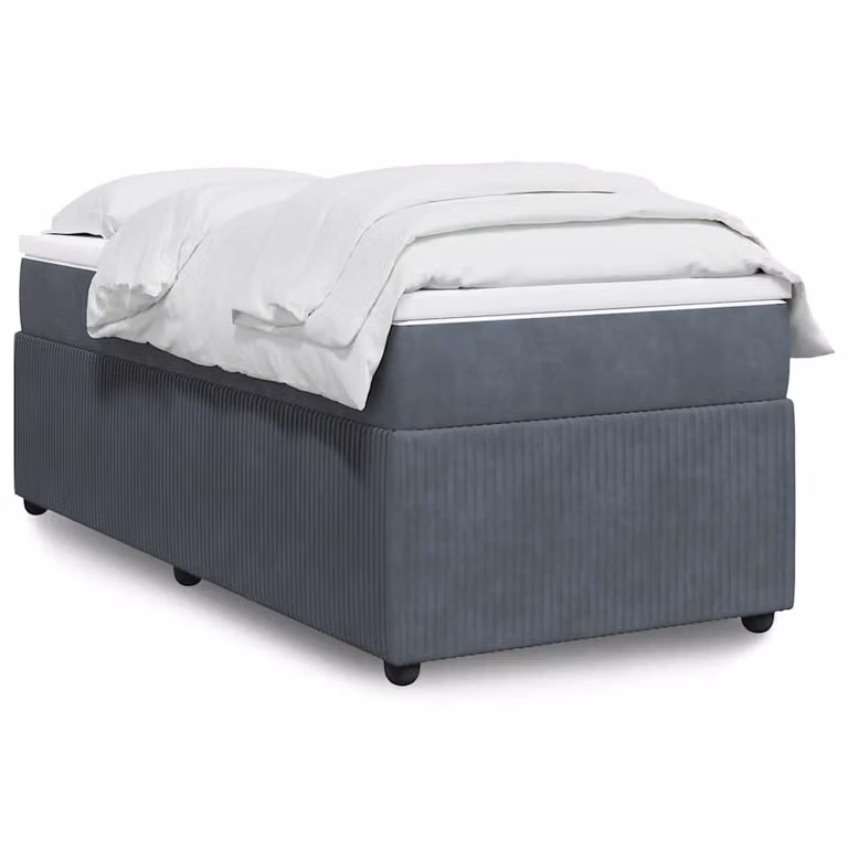 vidaXL Giroletto a Molle Ibrido con Materasso in Velluto Grigio, L/P/H: 80 x 200 cm