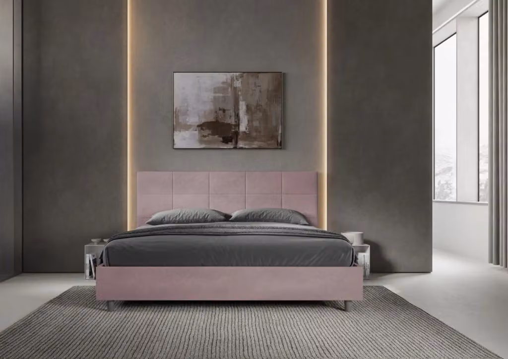 Letto matrimoniale king size con contenitore BS COM imbottito in microfibra colore glicine L/P/H: 200 x 210 x 230 cm – 2