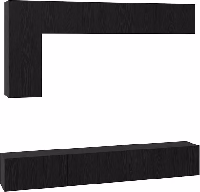 Set mobile TV 6 pz | Armadietto TV | Mobile Porta TV Rovere Nero Legno multistrato
