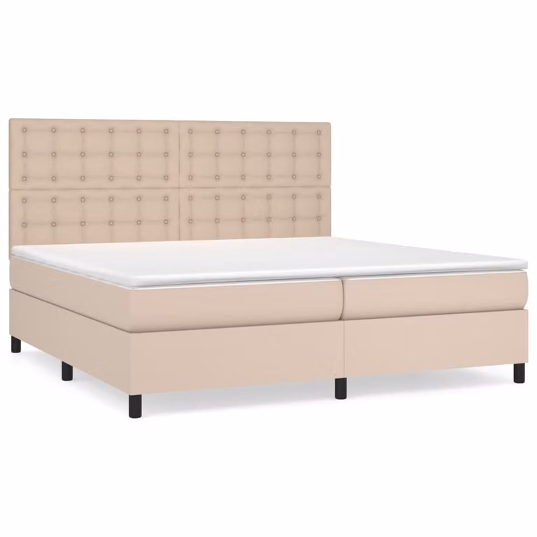 Giroletto a Molle con Materasso Cappuccino 200x200cm Pelle finta