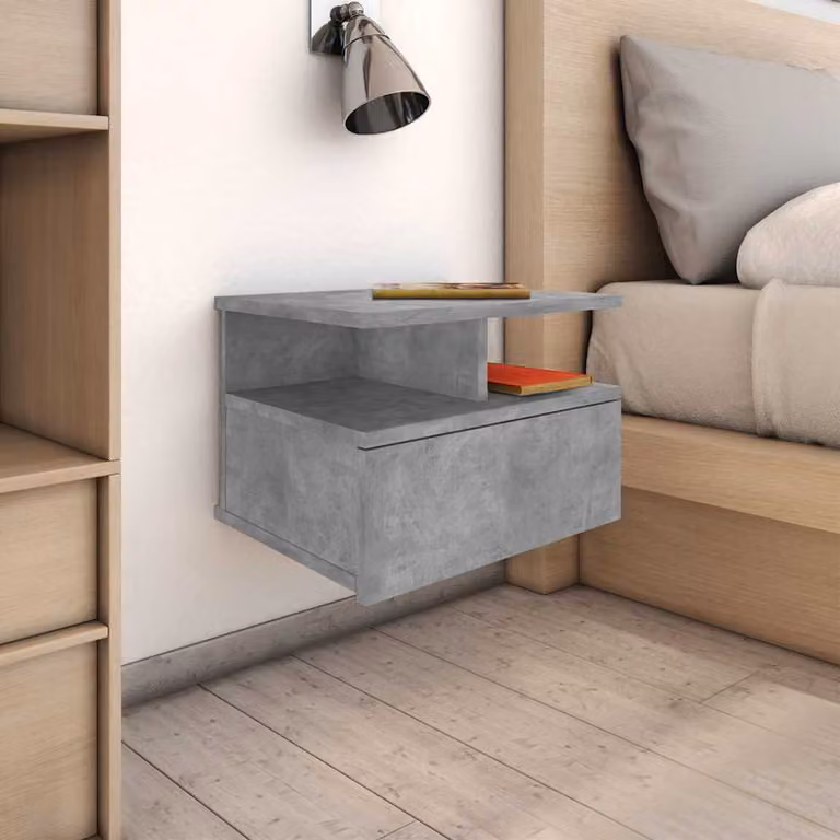Set di 2 comodini pensili vidaXL in legno grigio opaco L 40 cm x P 31 cm x H 27 cm