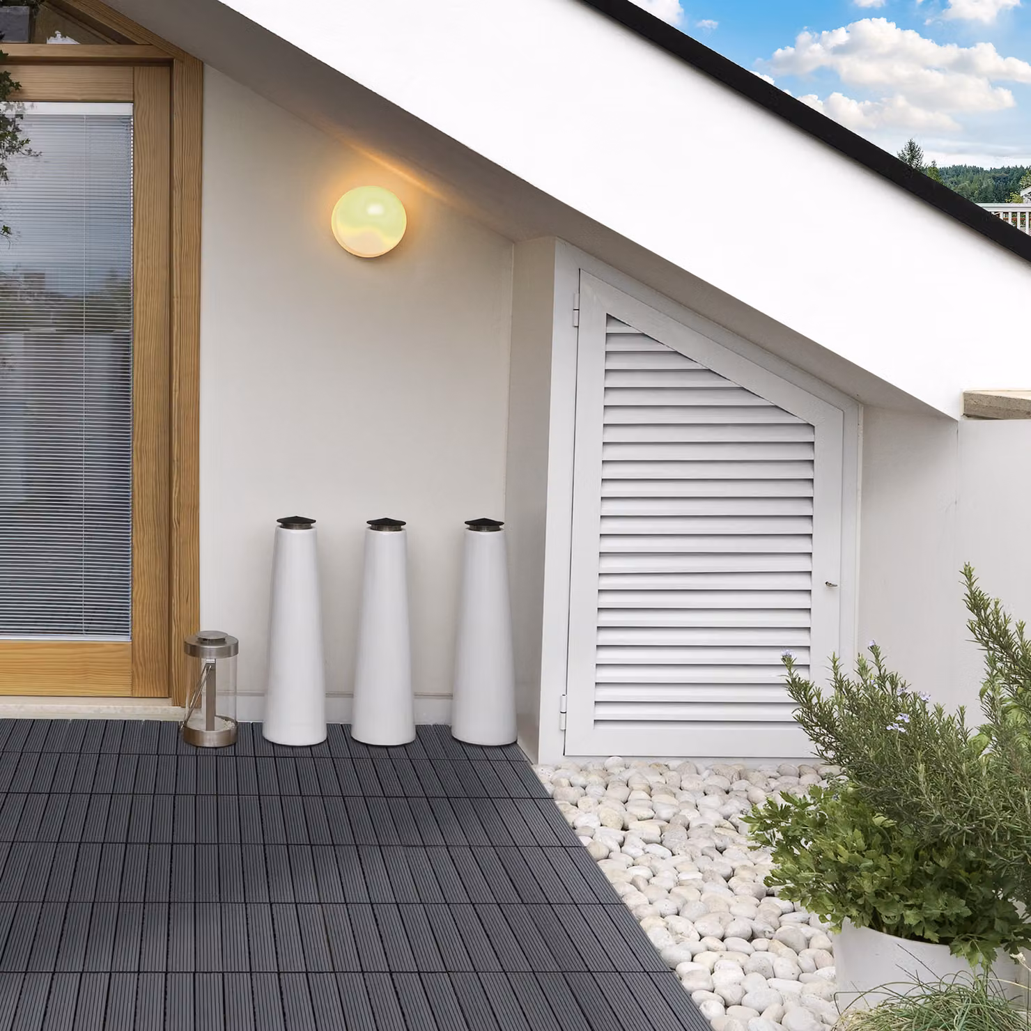 Set da 11 piastrelle da giardino incastrabili Outsunny grigie per esterni, L/P: 30 x 30 cm – 2