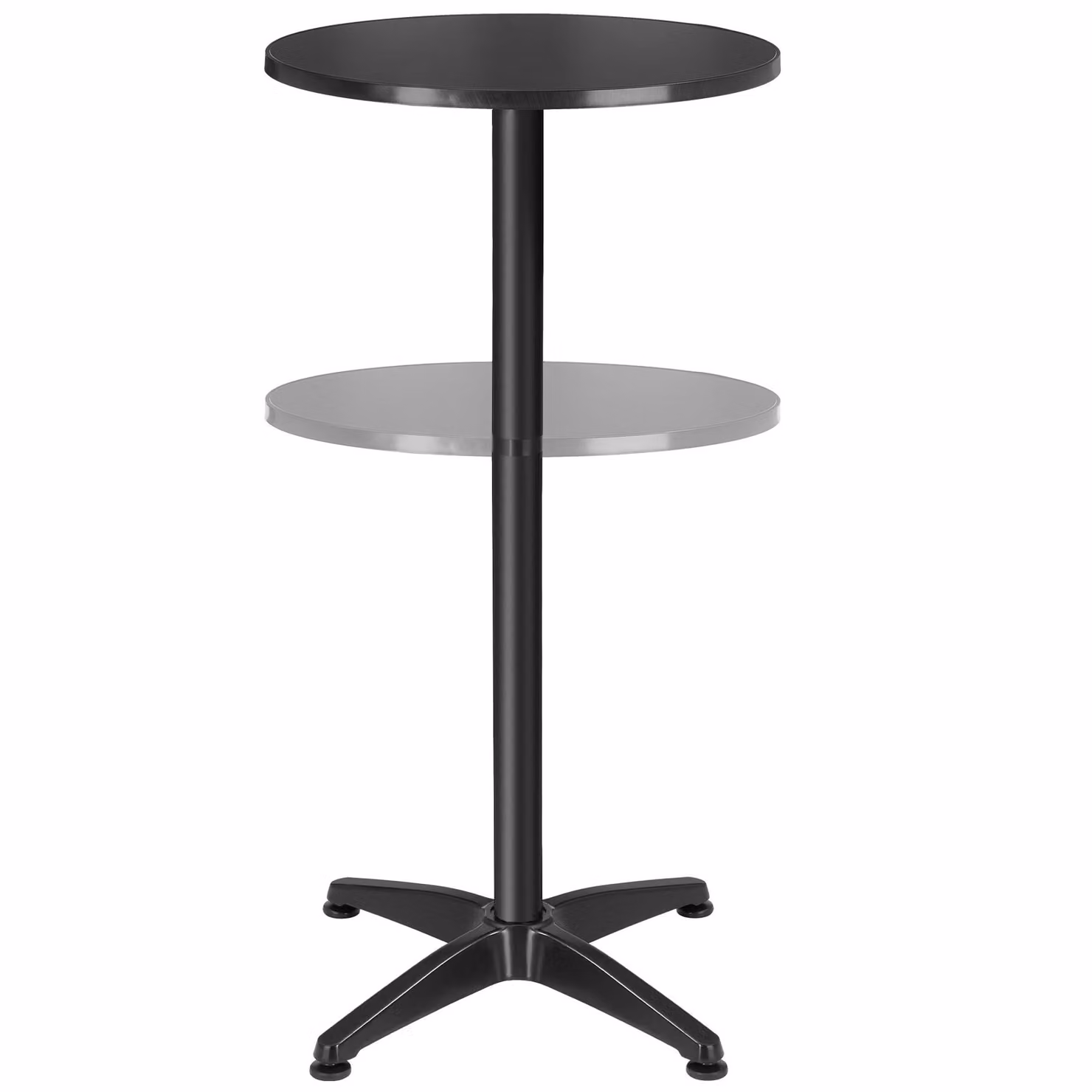 Tavolino da bistrot tectake nero con piano rotondo pieghevole e regolabile in altezza, Diametro: 60 cm, Altezza: 67-115 cm – 2