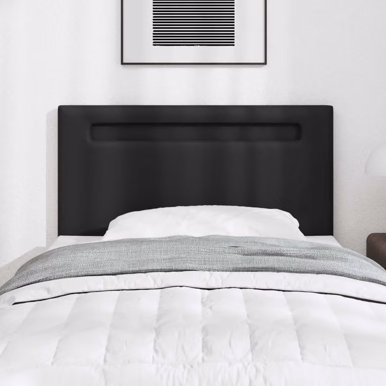 Testiera per letto vidaXL in pelle sintetica nera con illuminazione LED integrata e luci di lettura