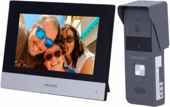 Kit Videocitofono Hikvision DS-KIS303-P a 4 Fili da Installazione a Parete, Colore Nero