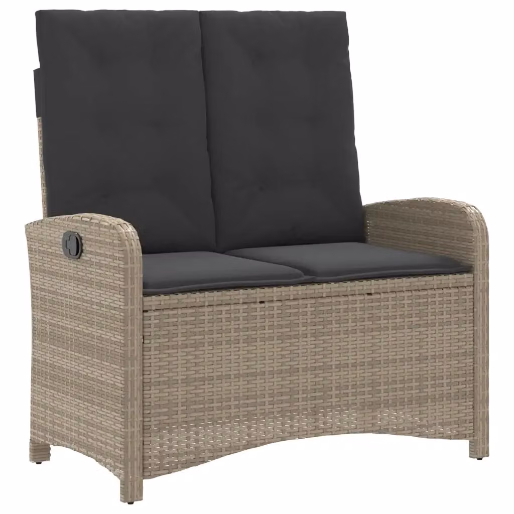 Panca da giardino reclinabile vidaXL in rattan e metallo con cuscini grigi e braccioli – 2